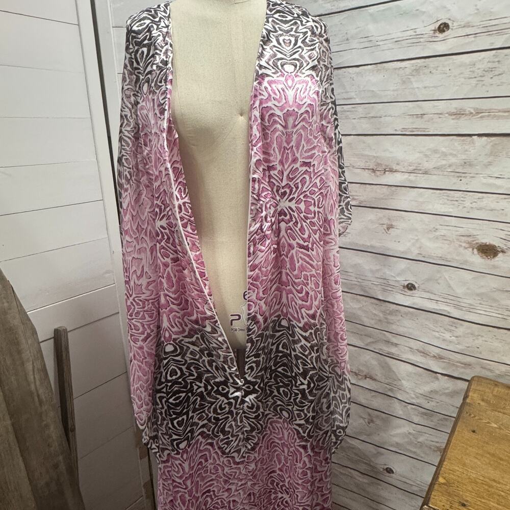 Oscar De La Renta Kimono Kaftan Dress Robe Long Lounge Wear Pink Small/Medium - Picture 6 of 9